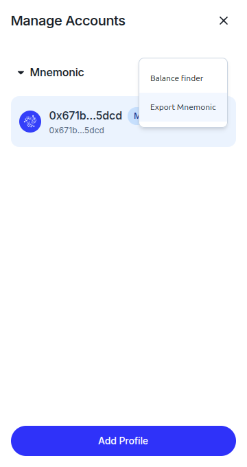 Export Mnemonic